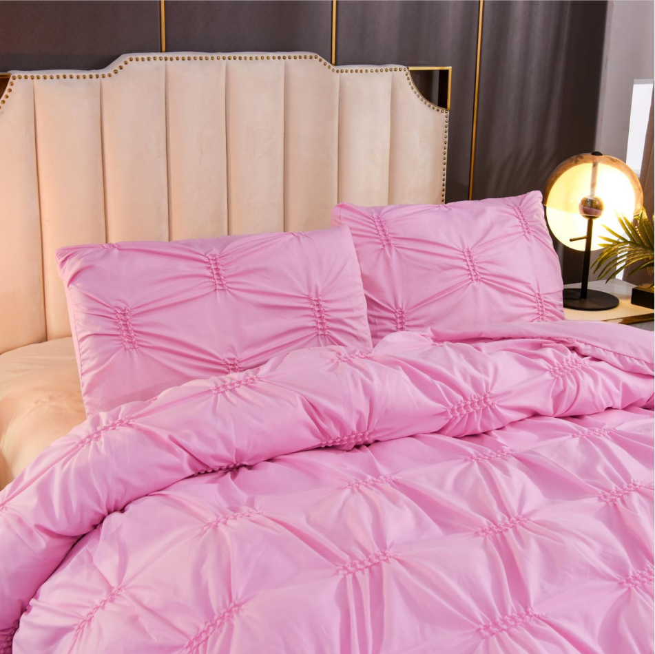 100% Polyester Solid Color Fern Flower Craft Duvet Bedding Set for Homeuse Plain Style