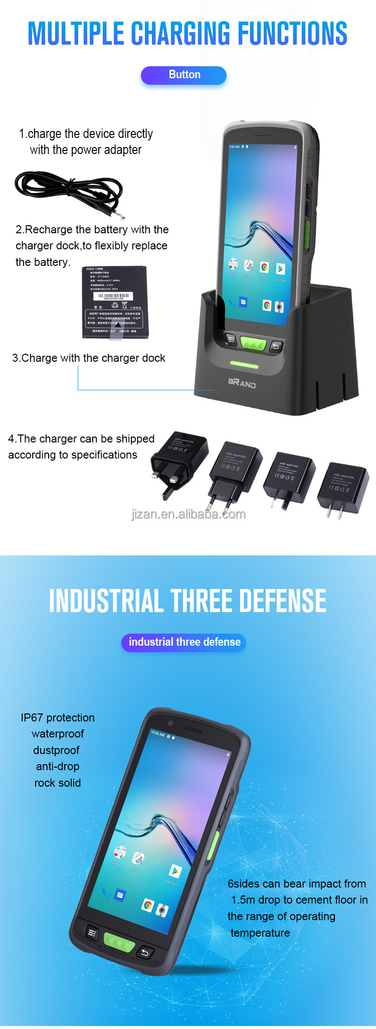 PDA With Android 9.0 OS 1D 2D QR Code Scanner 125K NFC Reader Barcode Scanner Reader Handheld PDA Terminal for Logistic