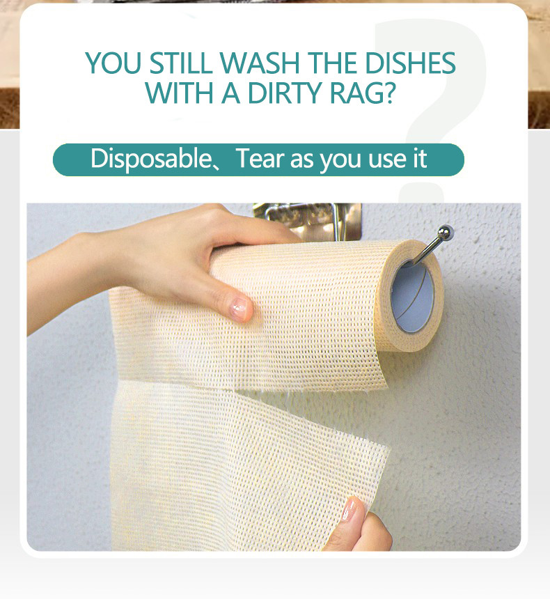 Washable Spunlace Wipes Paper Towel Roll Reusable Kitchen Cleaning Cloths 130gsm