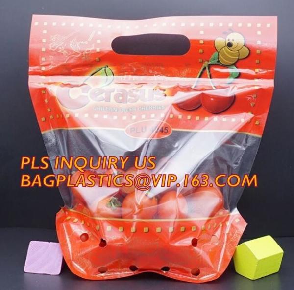 Fruits packaging bag/Grapes plastic bag with ziplock, Air Holes Zip Handle