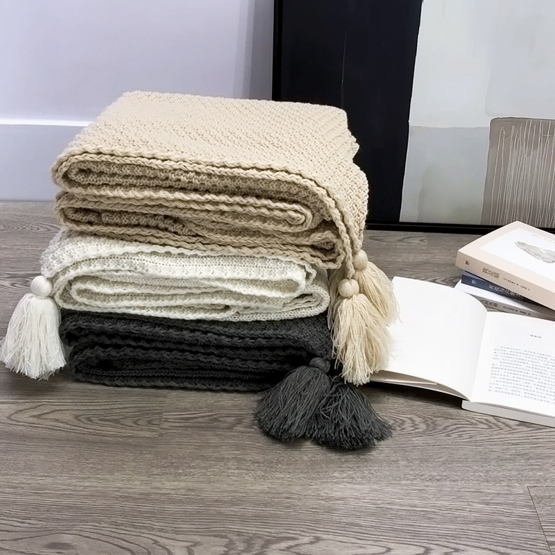 Nordic Style Knitted Wool Blanket for Travel Office Air Conditioning Sofa Leisure Cover
