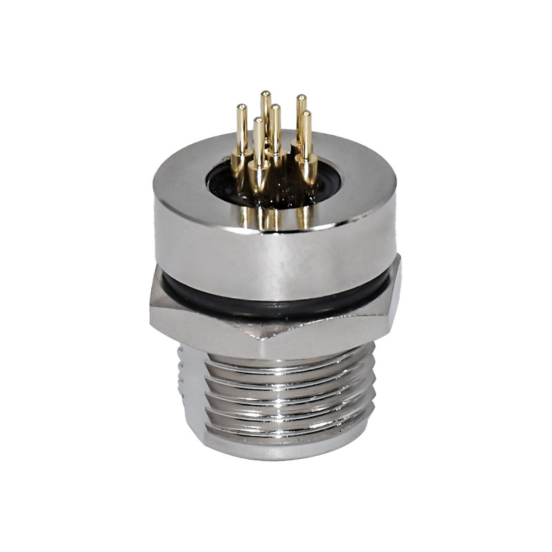 Front Mounting M8 Waterproof Connector Male 3pin Straight Panel Receptacle Connector