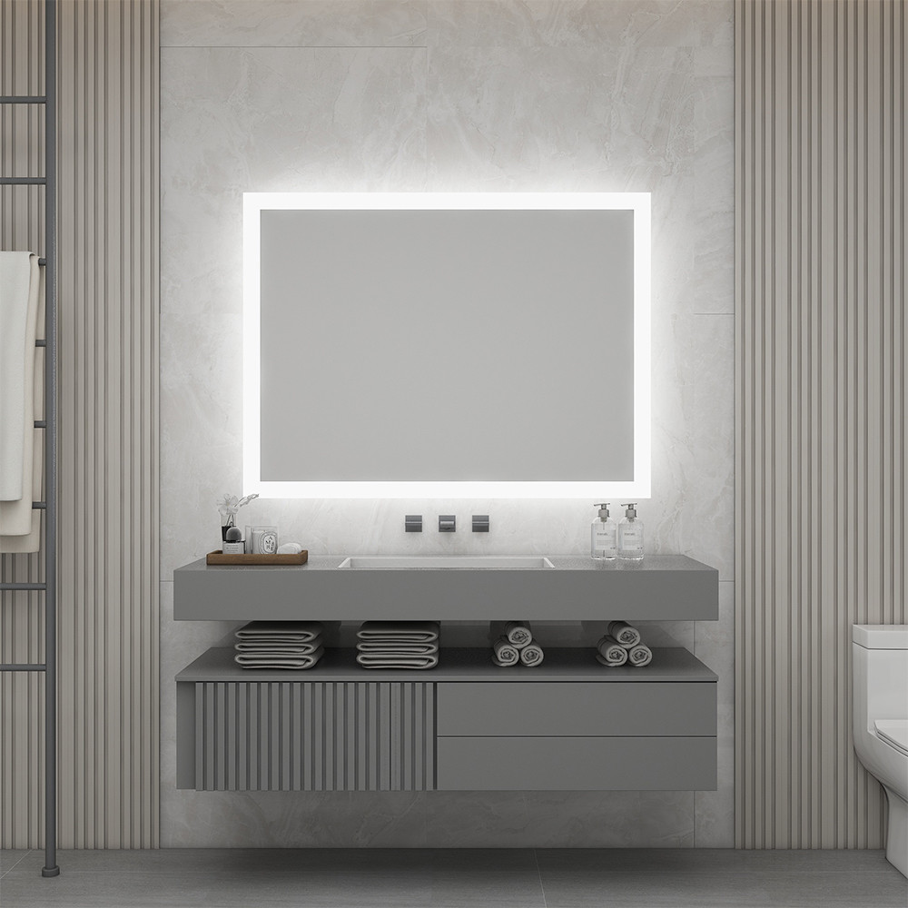 Swiveling Design Bathroom Mirror With Lights Eco Friendly Square Make Up Mirror