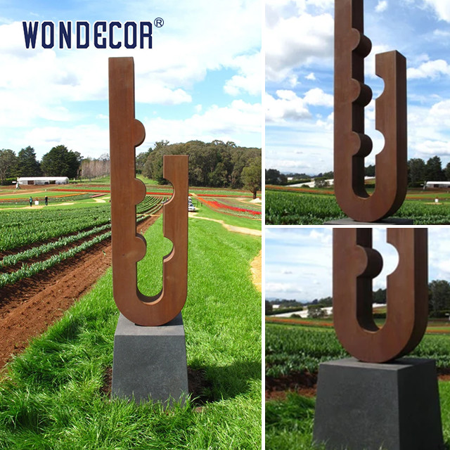 Outdoor Garden Metal Art U-shaped Geometry Weather resistant Steel Sculpture
