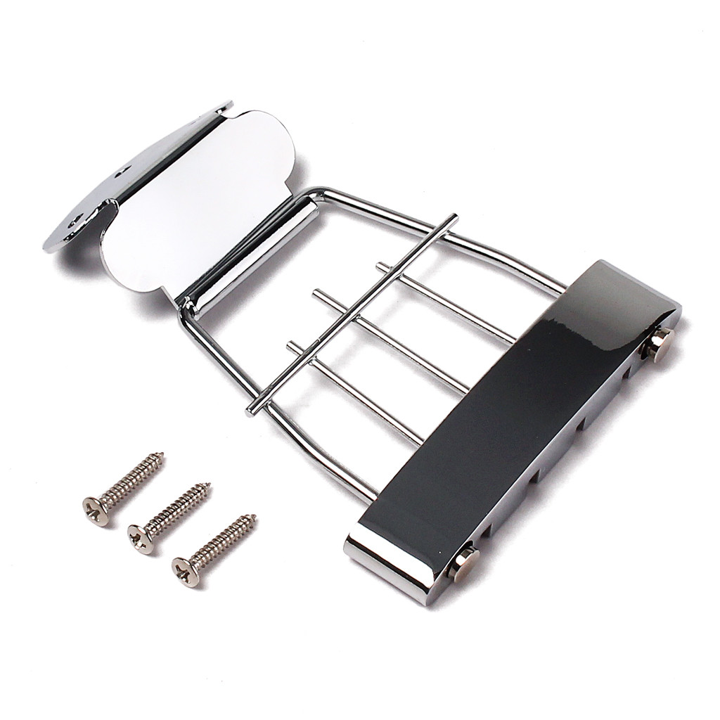 Jazz Bass Bridge Tailpiece Silver 4 Strings Low Tailpieces Replacement Zinc Alloy