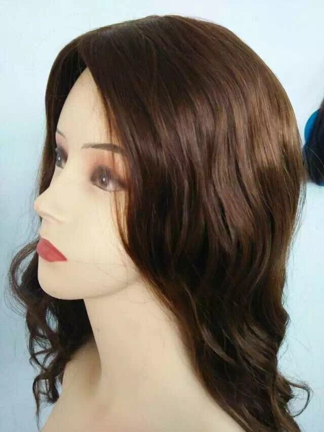 12 Inches Wholesale Jewish Wigs European Human Hair Hair #6 Color Big Layer