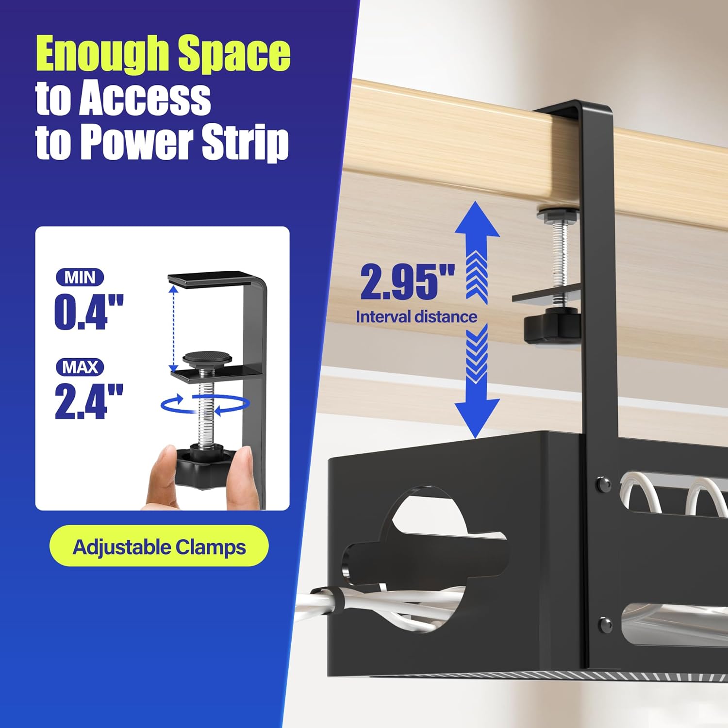 Functional Design Multifunctional Metal Cable Management Box for Desk Cord Organizers