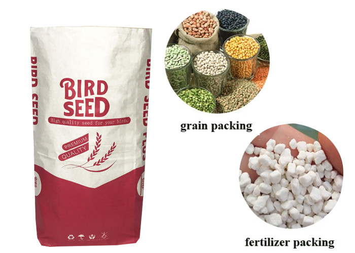 Custom Logo 25kg Multiwall Kraft Paper Bags For Packing Animal Feed Fish Meal