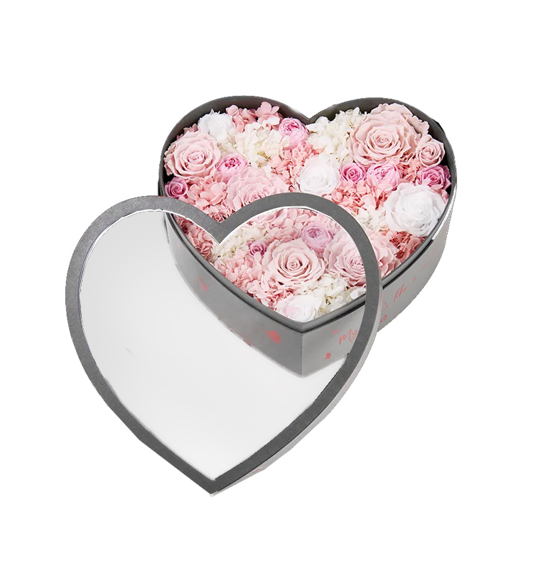 Custom Heart-shaped Rose Packaging Transparent Cover for Luxury Mothers Day Gift Boxes