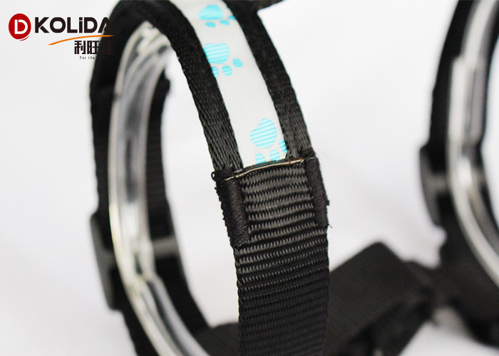 Mesh Reflective Paw USB Rechargeable LED Dog Harness Light Up Pet Harness