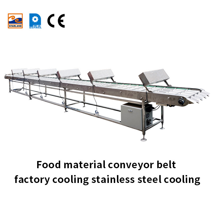 Stainless steel column cooling conveyor belt with cooling fan