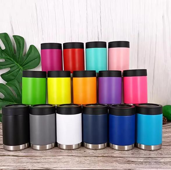 Custom Logo 375ml Beer Can Cooler Double Wall Insulated Stainless Steel Stubby