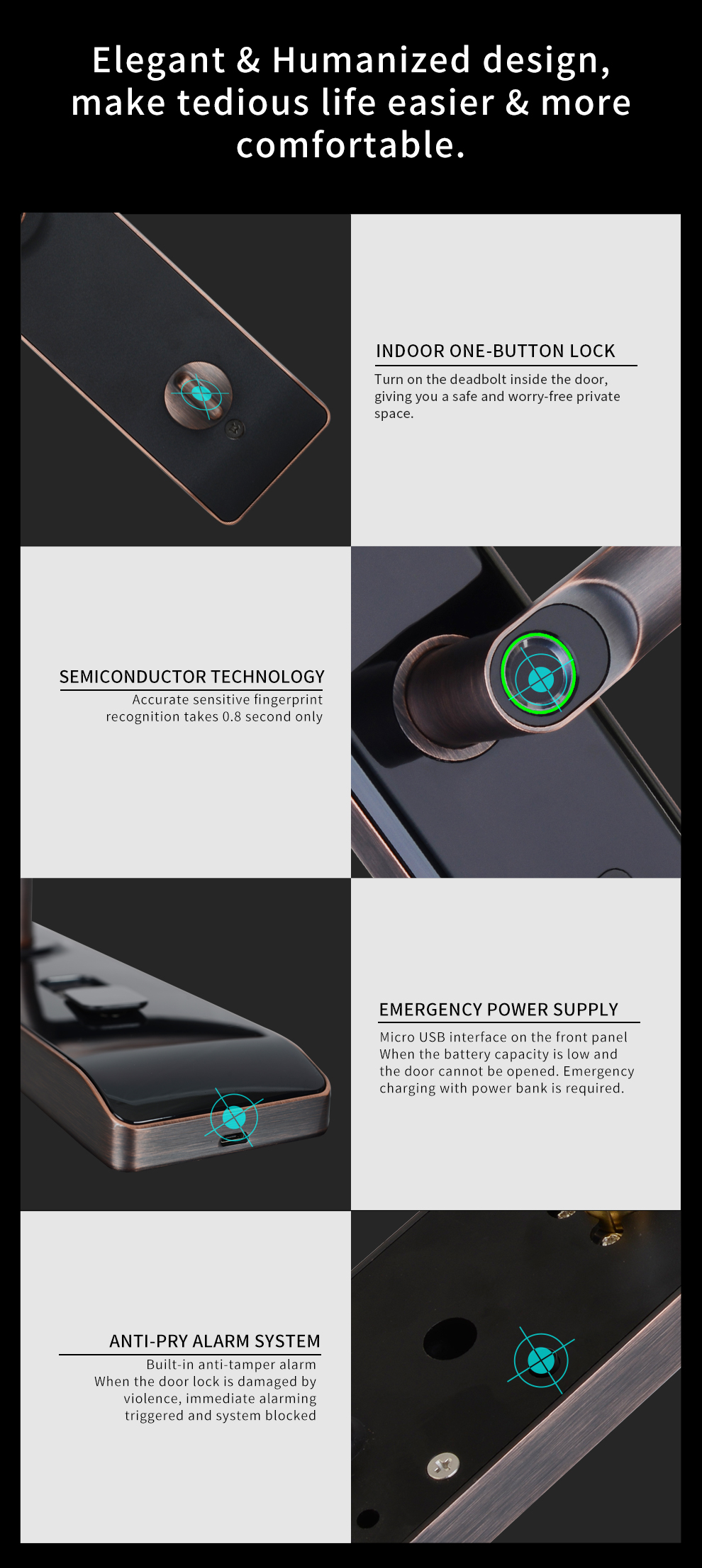 High Quality Fingerprint Tuya WiFi APP Smart Zinc Alloy Lock Door Lock For Apartment House