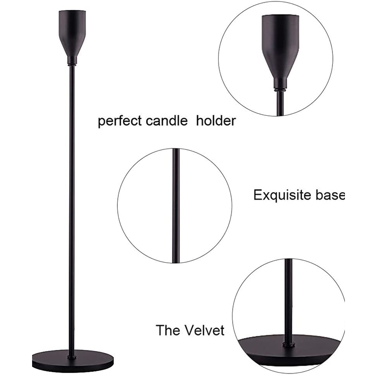 Metal Black Simple Modern Taper Candlestick Holders Wedding Bar Party Decor Candle Holders