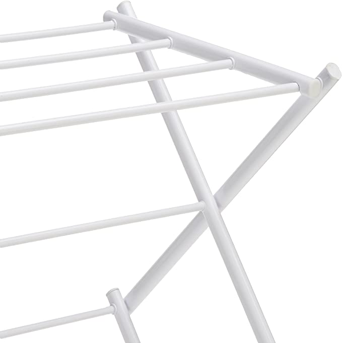 White Foldable Alloy Steel Clothes Drying Laundry Rack