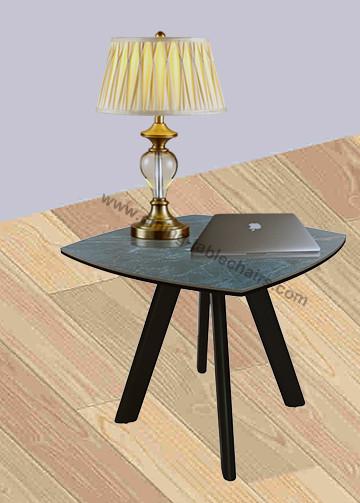 Tempered Glass Coffee Stylish Corner Table , Glossy Ceramic Topped Lamp End