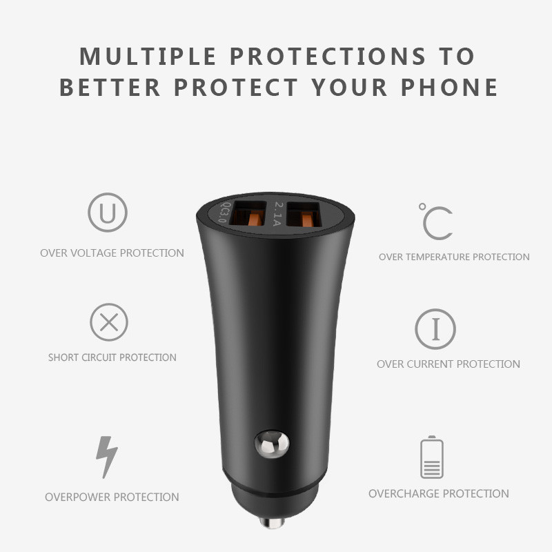 F655 QC3.0+ UDB2.1A Dual car charger, universal car charger for phones, top selling car usb charger