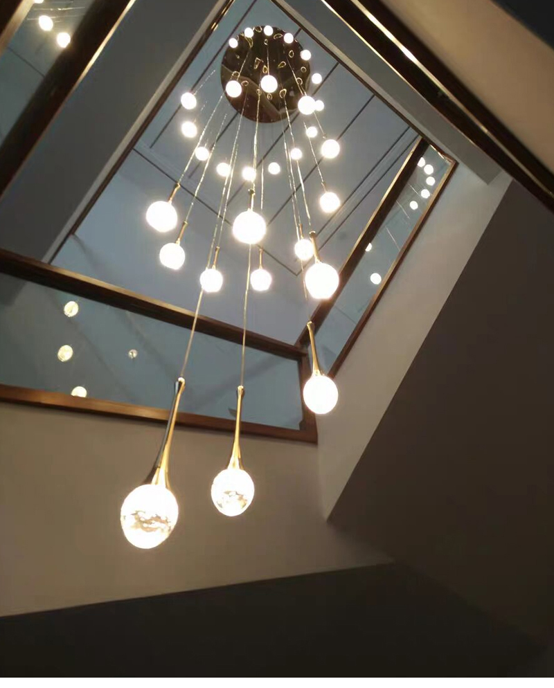 Modern staircase chandelier for living room crystal loft long hanging lamp guzhen lighting(WH-NC-61)