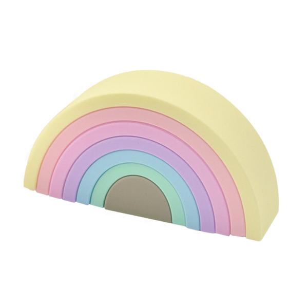 Rainbow Silicone Building Block Flexible Toys For 0-12 Months Babies Customized