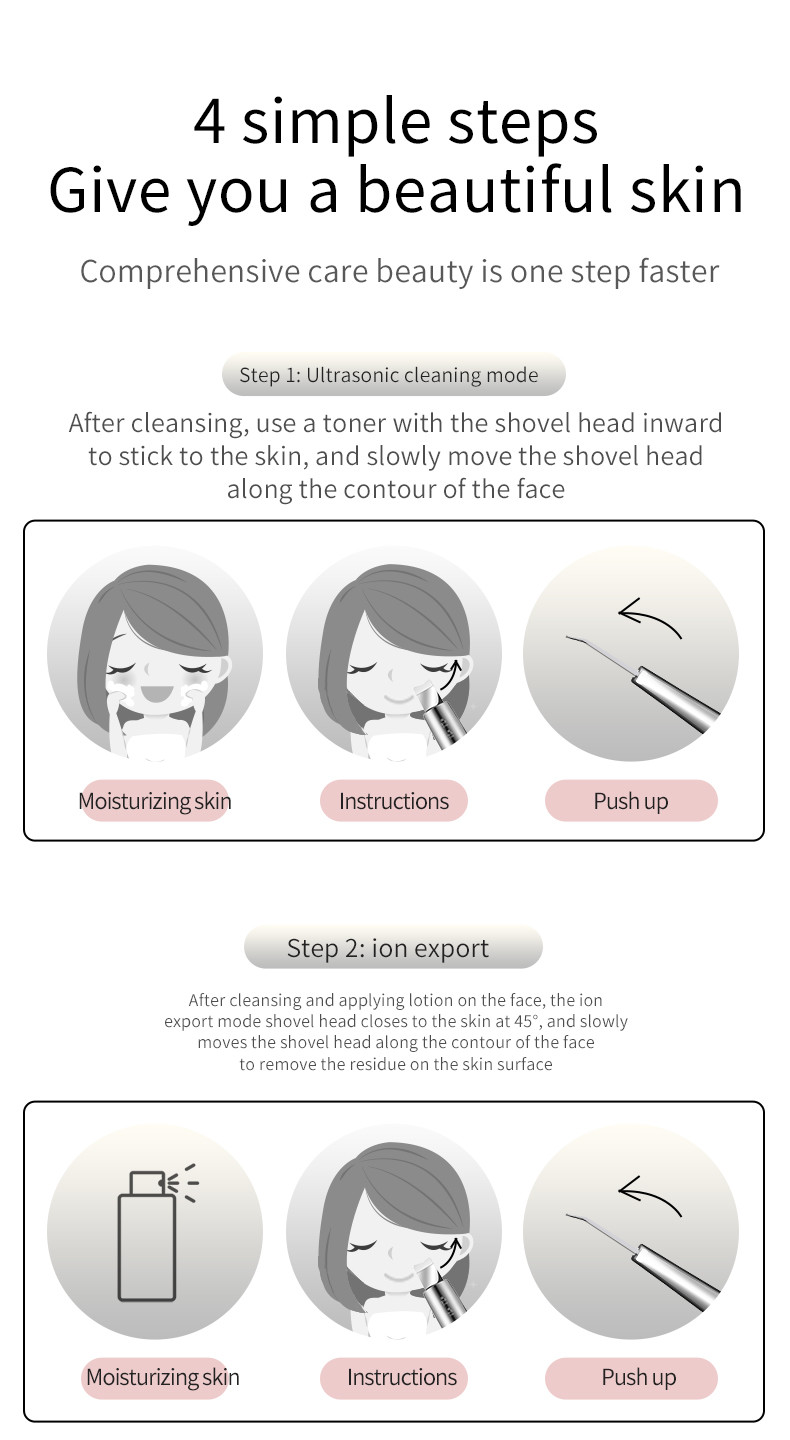 EMS Radio Frequency Skin Device Micro Electric Current Shock Ultrasonic Skin Scrubber