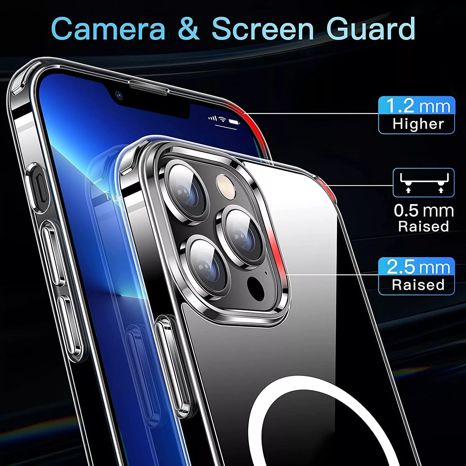 14 Pro Max Universal Shockproof Magnetic Clear TUP Phone Case for iPhone XR 11 12 13