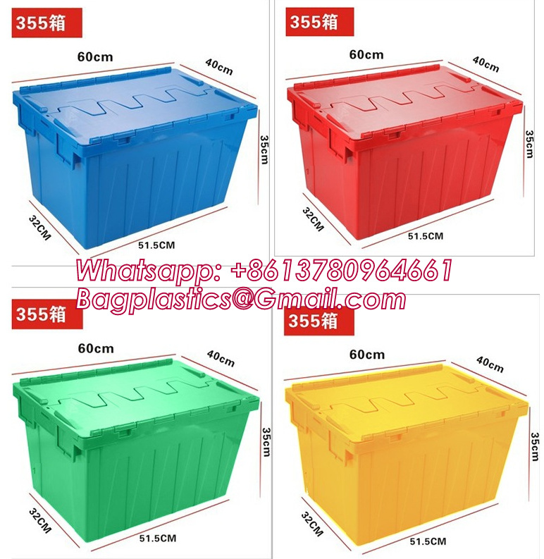 Cargo Transport Plastic Box, Collapsible 35 Liter Heavy Duty Storage Bin / Foldable & Stackable Utility Crate With Attached lockable Lid