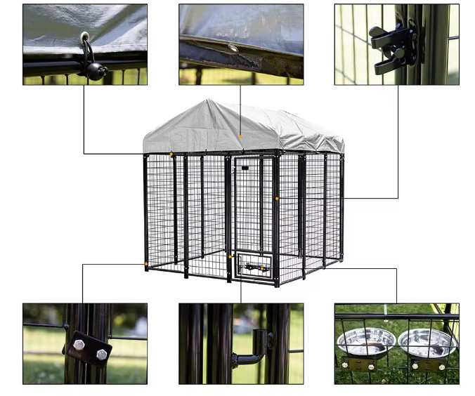 5FT Welded Dog Kennel Outside Playpen PET Cage Dog Backyard Kennel
