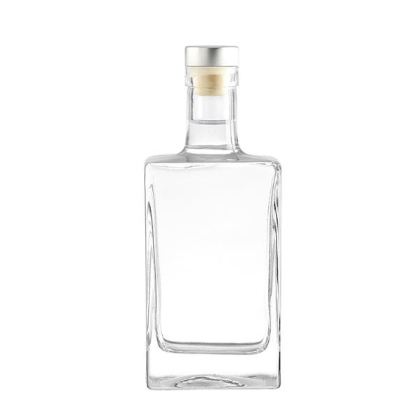 Super Flint Glass 750ML Empty Square Vodka Whisky Gin Rum Glass Bottle for End