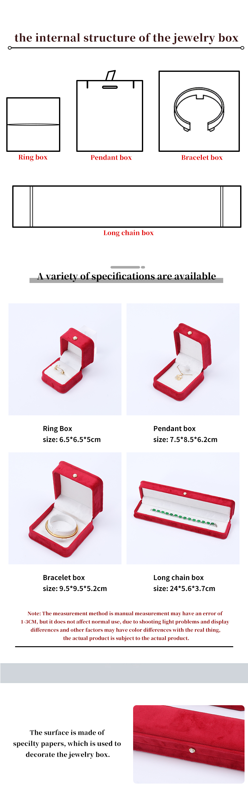 Wholesale Manufacturing Luxury velvet Jewellery packaging Box Custom logo Necklace Bracelet Earrings Ring Packaging red Velvet Jewelry Box