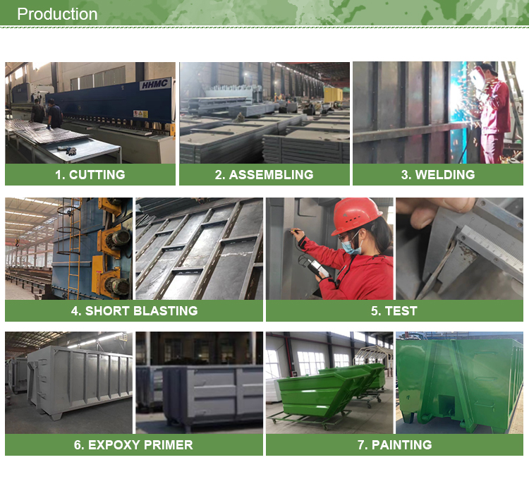 Industrial Steel 3M3 - 8M3 Skip Bin Waste Skip Garbage Bin For Hotels And Restaurants