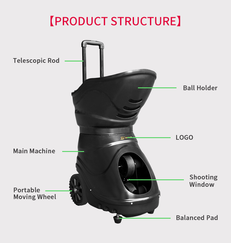 Horizontal Oscillation Automatic Tennis Ball Feeder Built In Lithium Battery