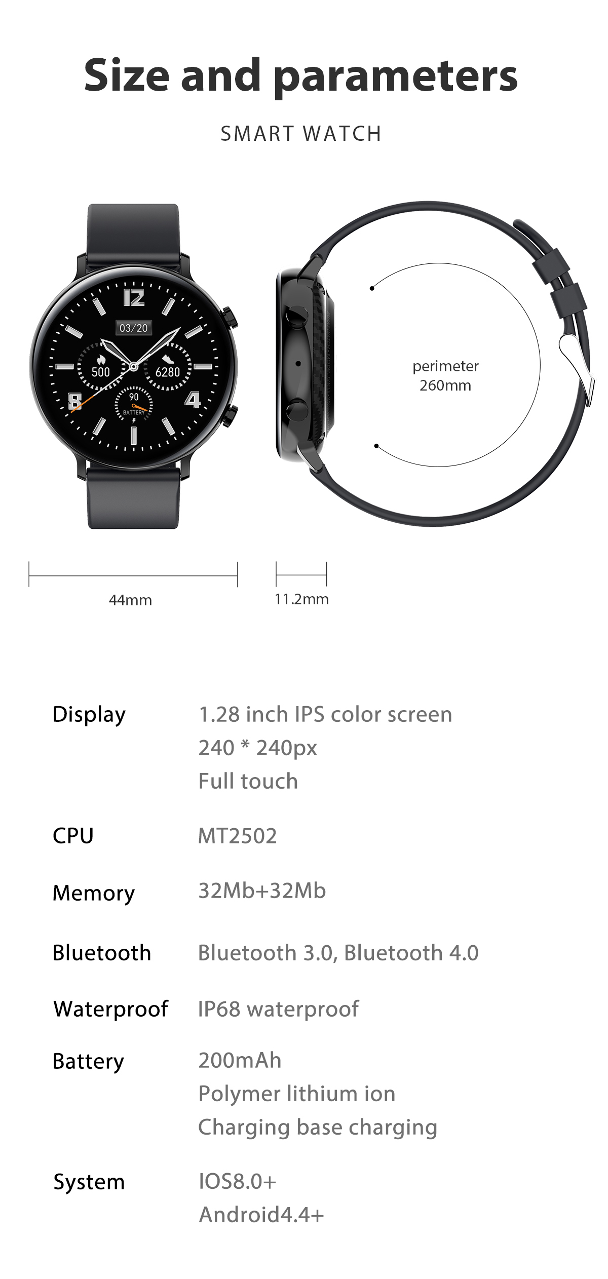 GW53 Smart Watch IP68 Blood Oxygen Blood Pressure Measurements