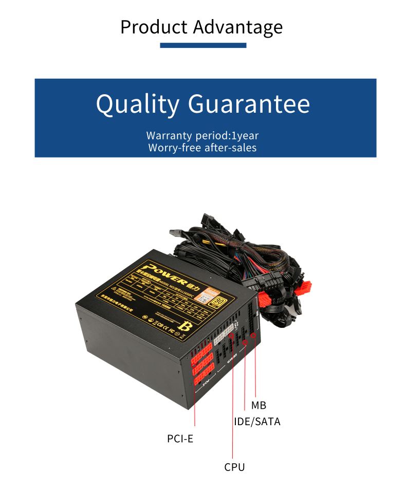 ATX Machine 1650w multiple power supply 90 plus gold output GPU ready to ship commercial Atx dc