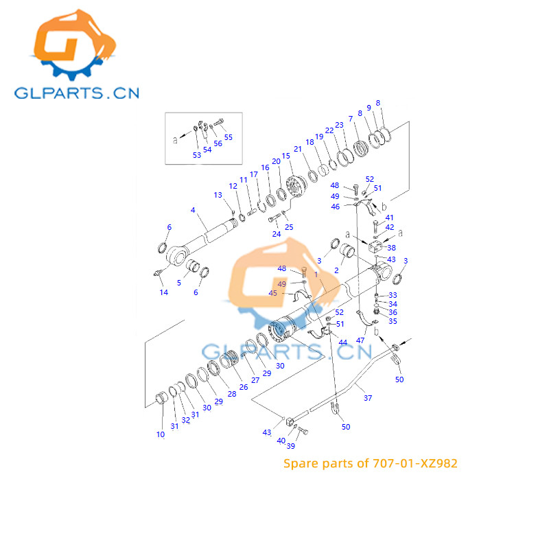 PC300-7 Arm Hydraulic Cylinder 707-01-XZ982 For Komatsu Hydraulic Cylinder