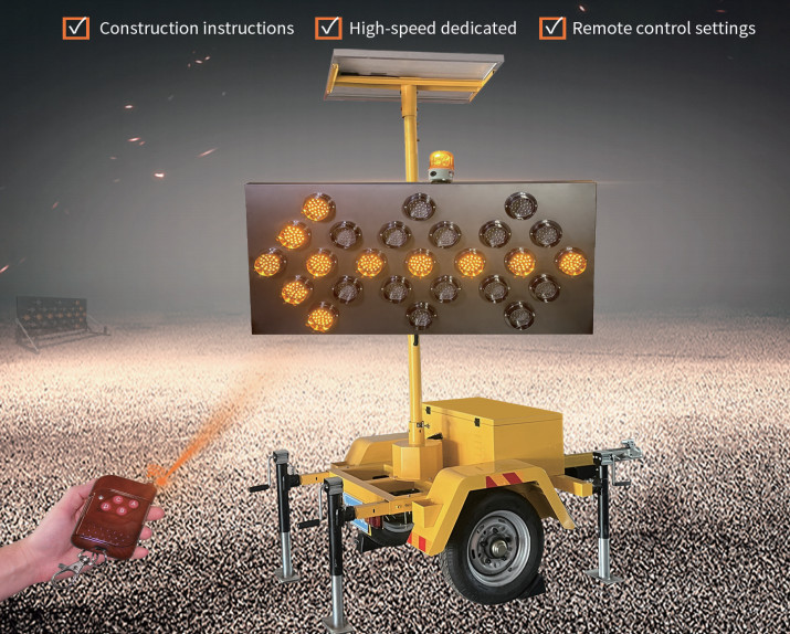 LED Arrow Traffic Control Board for Construction Zone with Portable Trailer