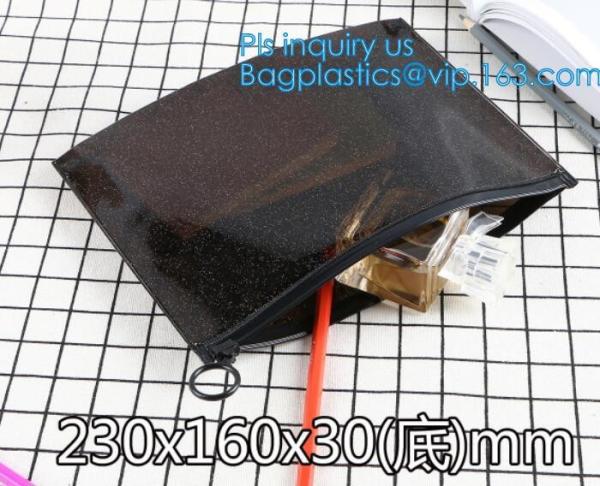 slider zip lock black zip lock bag, nylon zipper pouch travel toiletry makeup
