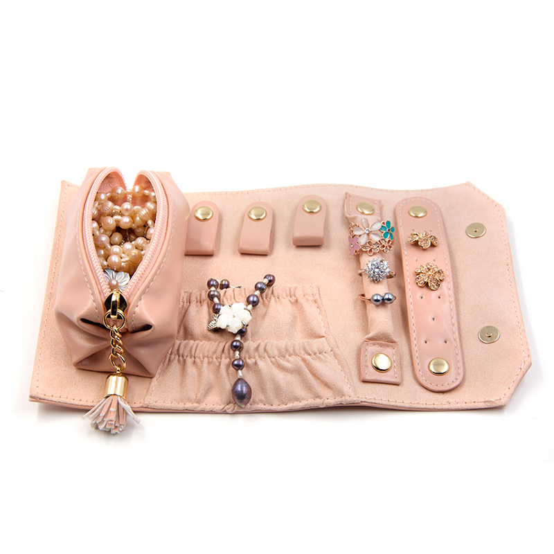 Water Proof Roll Leather Jewelry Bag Button Locked Lightweight Durable
