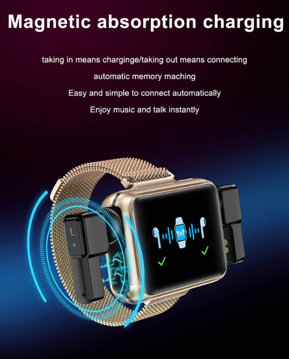 TWS Sport Smart Bracelet 2 In 1 TWS MP3 Ble Band With Earbuds Wristband Health Monitoring