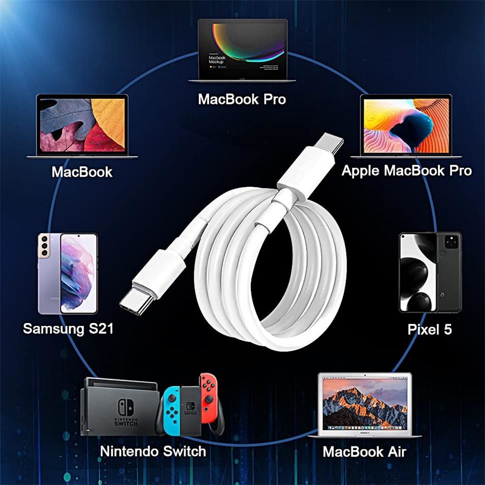 100W 5A USB C To USB C Cable Type C Charger Cord Compatible With MacBook Pro Air