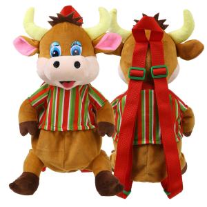  3D Modeling 30cm Christmas Cow Plush Backpack For Kids Manufactures