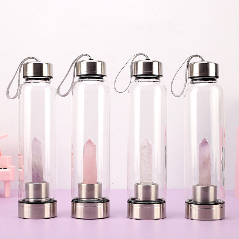 500ml Size Customized Logo Glass Sports Water Bottle BPA Free Bamboo Lid