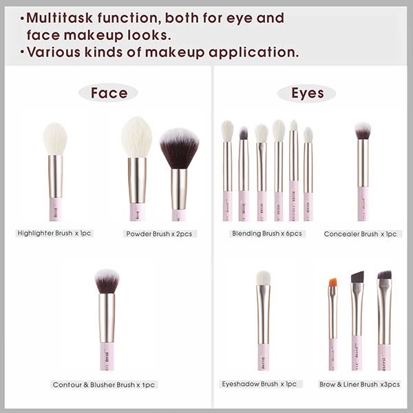 Jessup 15Pcs Blushing Bride Essential Makeup Brushes Set Private Logo Makeup Brush Wholesale Vendors T292