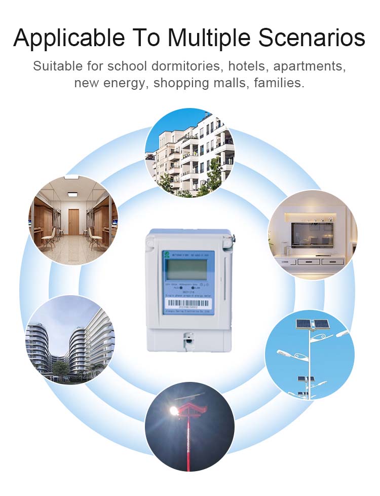 50Hz Electrical One Phase Energy Meter Single Phase Electronic With IC Card