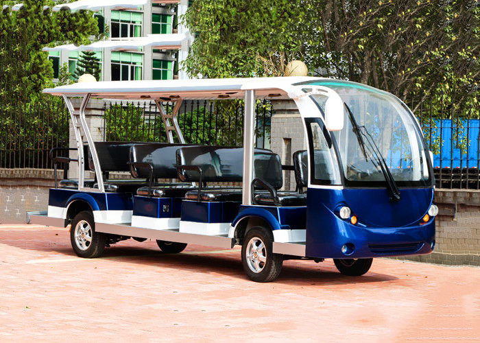 Blue Electric Sightseeing Bus Trojan Battery Powered Electric Tour Bus