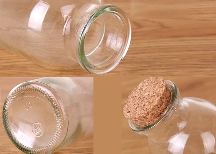 High White Glass Juice Bottles With Lids / Glass Drink Containers