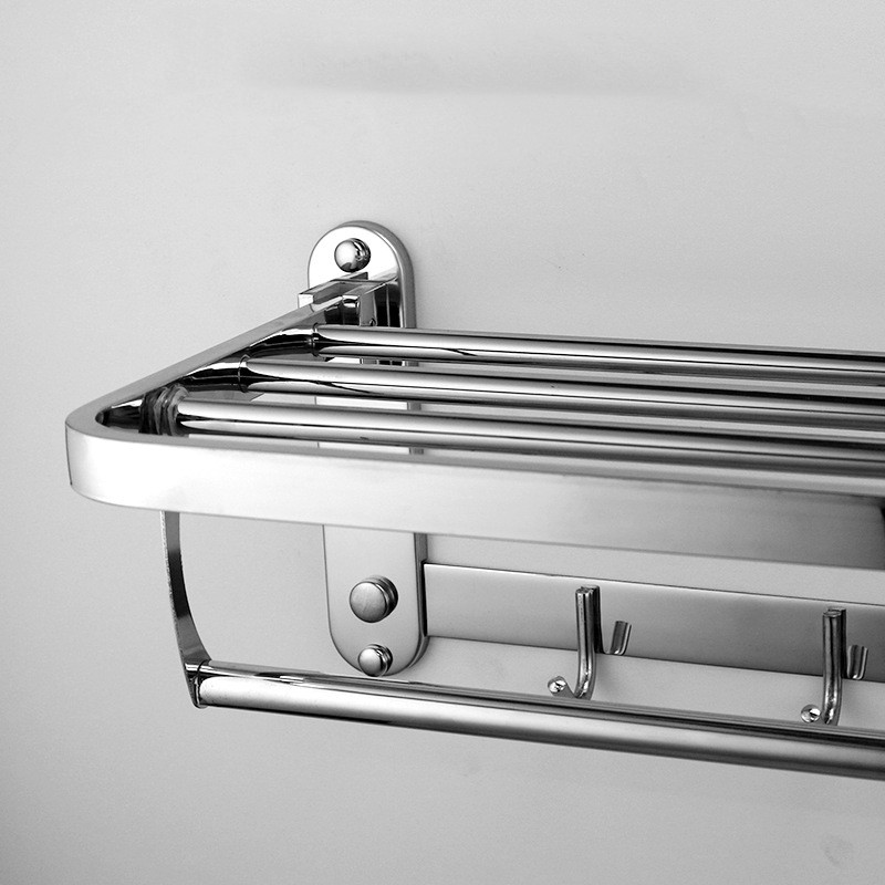 Rustproof Bathroom Towel Rack Double Towel Rack Shelf Wall Mount Shelf