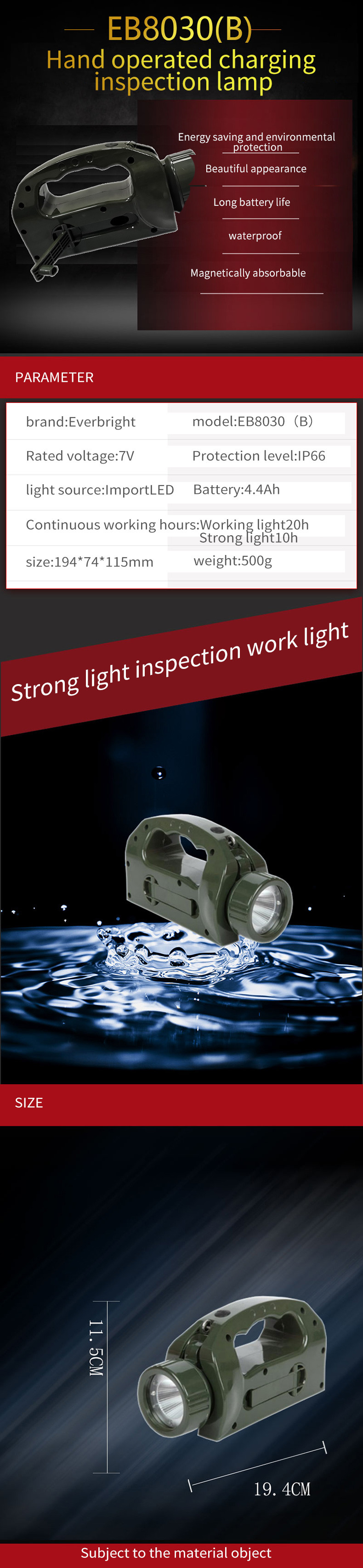 7V LED Brightest Rechargeable Flashlight Harbor Freight Energy Saving