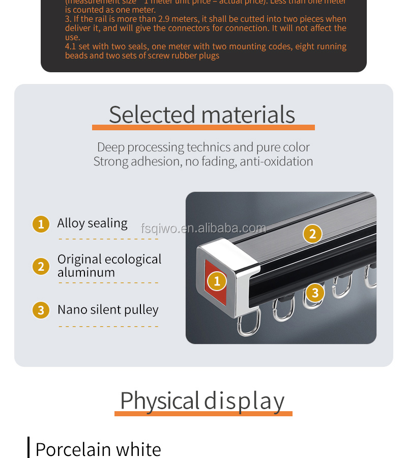 Ready ship supply white black color single double ceiling mounted aluminum curtain track