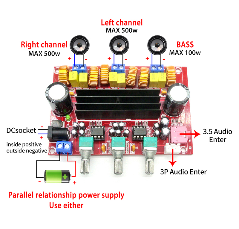 CA-3116P 2*50W+100W Digital Amplifier Board High-Performance Linear Audio Amplifiers TPA3116D2