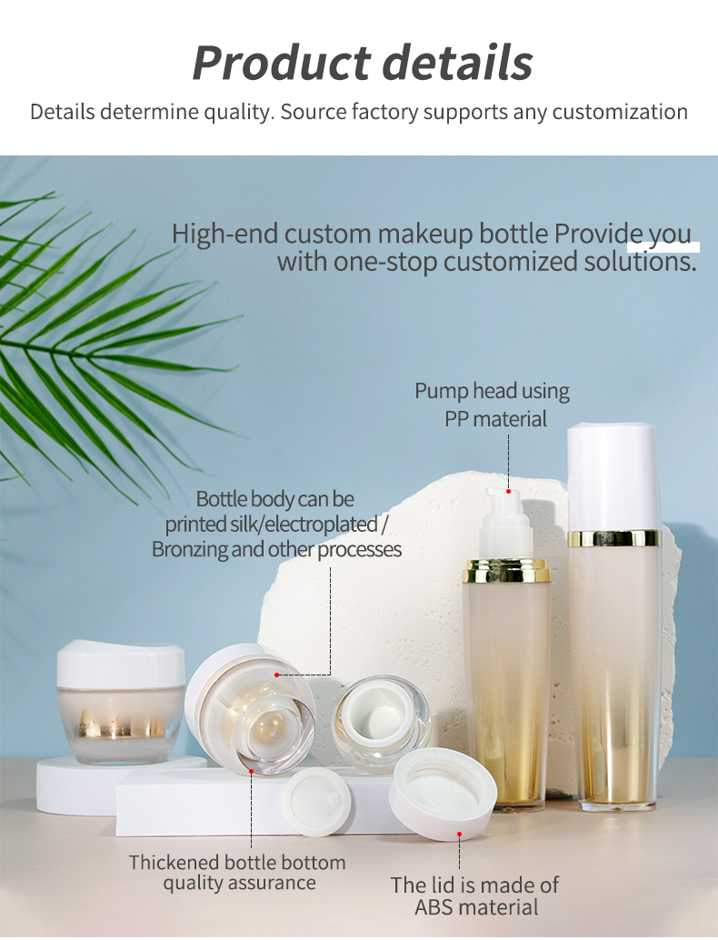 Customized Cosmetic Packaging Set 40ml 100ml 130ml Acrylic Jar With Lid